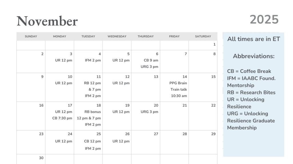 Calendar for all Science Matters events in November